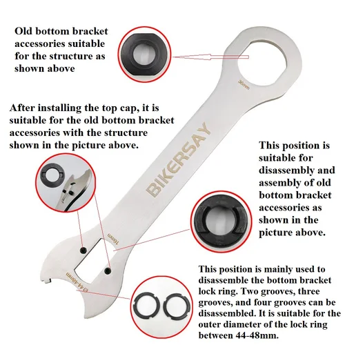 Imagen 2 del producto Llave BB multifuncional para bicicleta 4 en 1, herramienta de soporte inferior profesional, herramienta de extracción de eje Central antigua, reparación