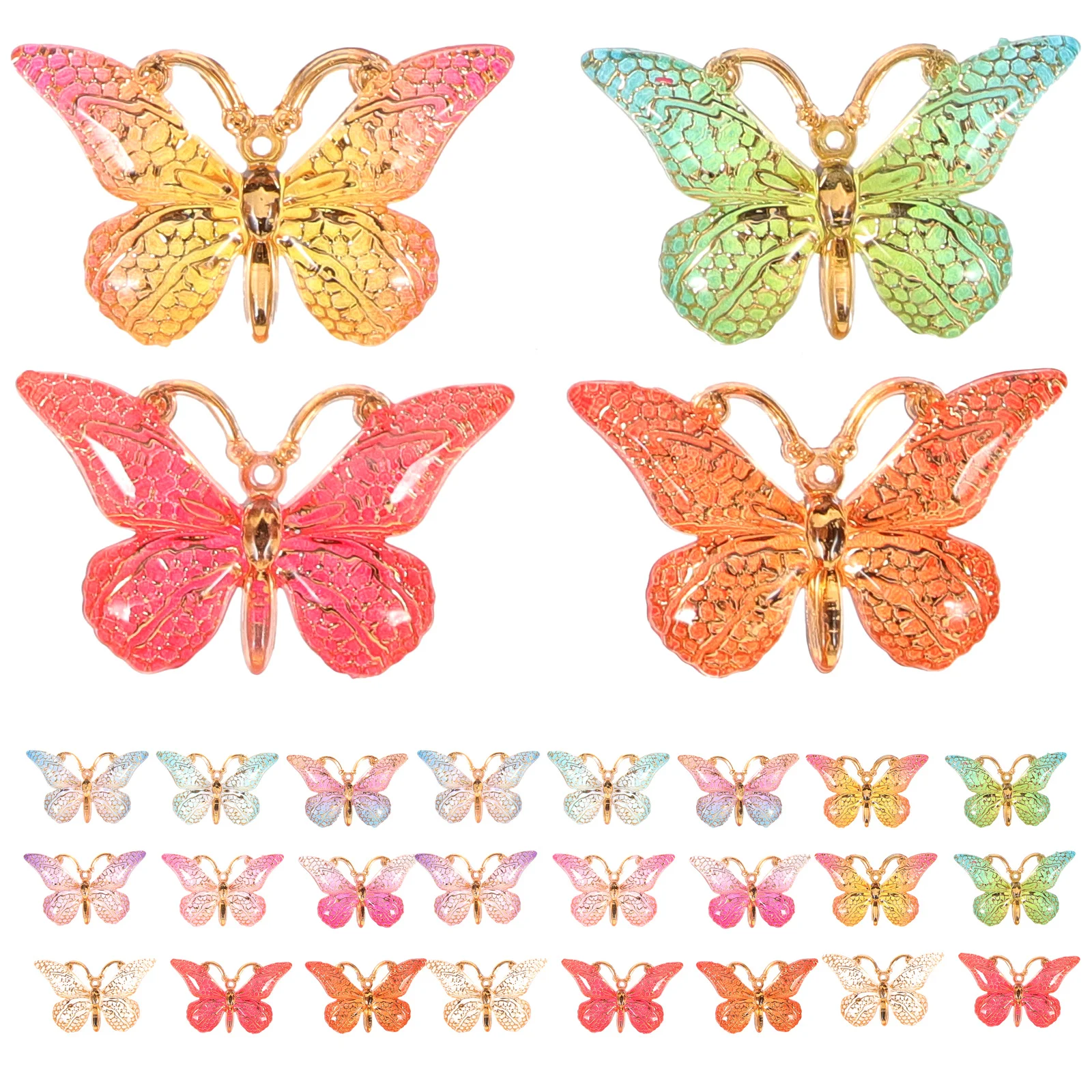 

50Pcs Butterfly Charms Colorful DIY Crafts Butterfly Shape Charms for Jewelry Making Decoration Potted Planter Wedding Decor