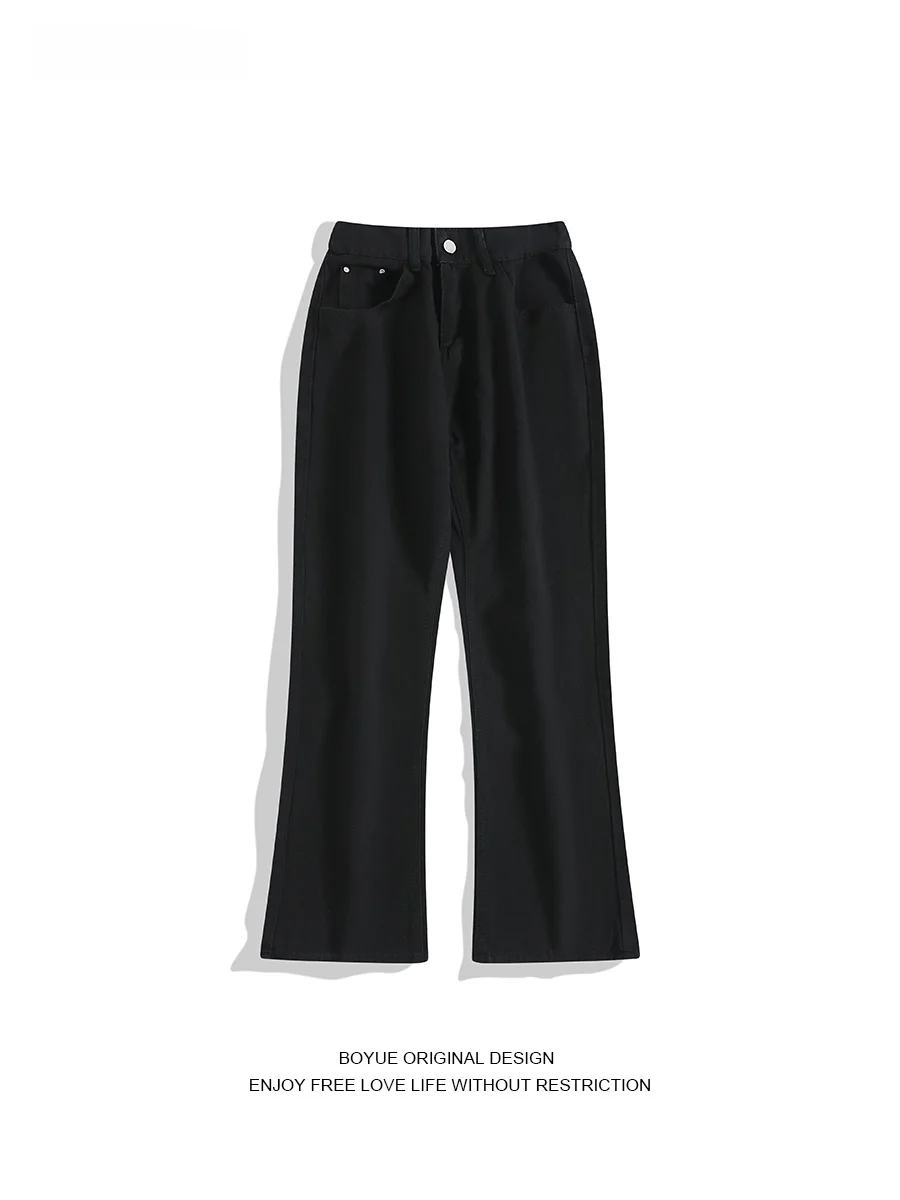 

Boyue Men's Slim Fit Faionable Jeans mid Waist Long Pants Pure Color f Elastic Waist Bell Bot Casual Straight Leg Jeans