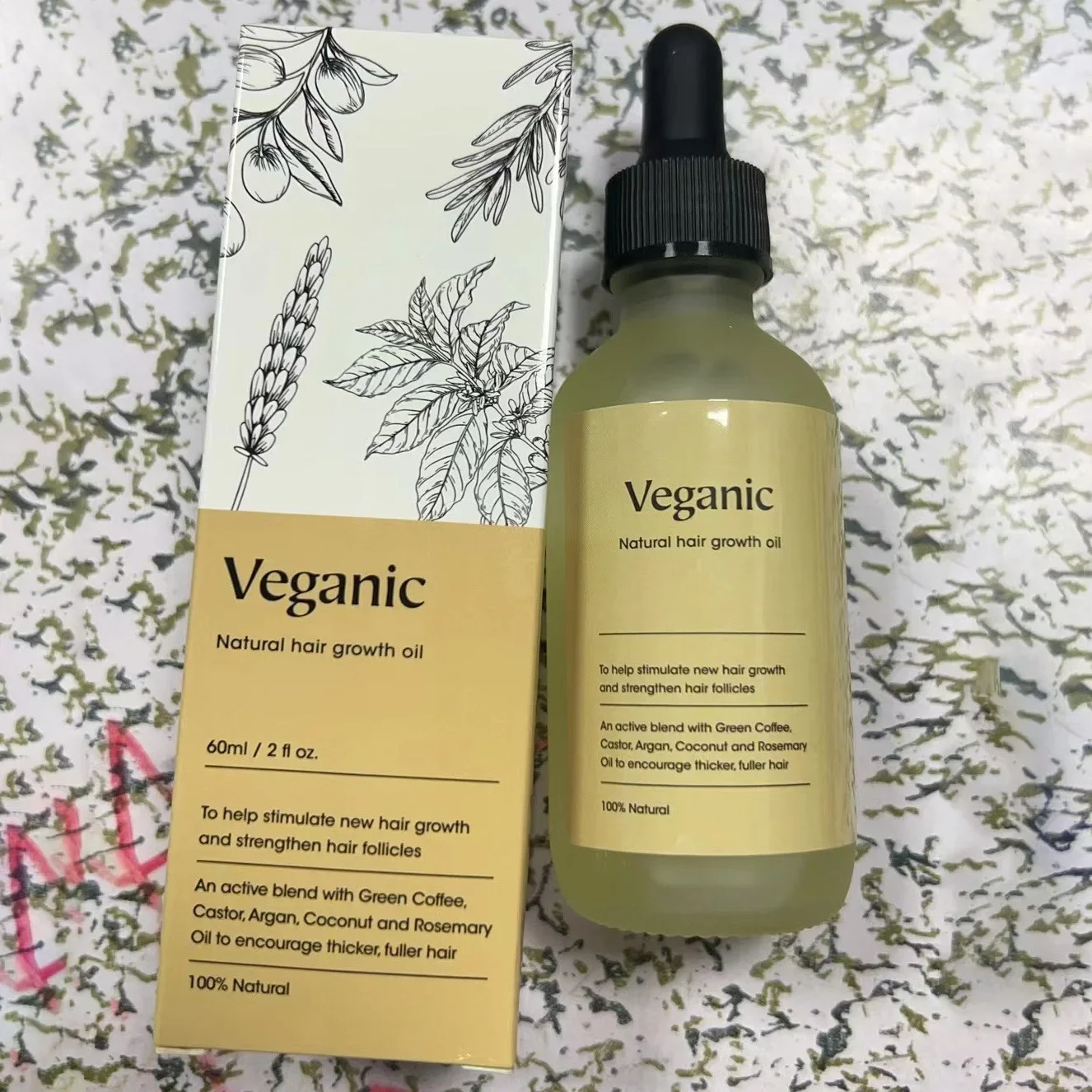 Veganic Hair Oil Rosemary Strengthening Growth Hair Care Essential Oil Soft Repair Improve Frizzy Essential Oil Hair Mask 60ml