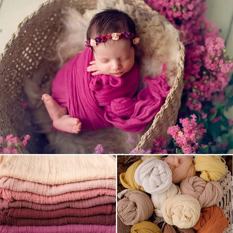 Baby Photography Props Soft High Stretchable Wrap Cotton Swaddling Blanket Newborn Photography Accessories