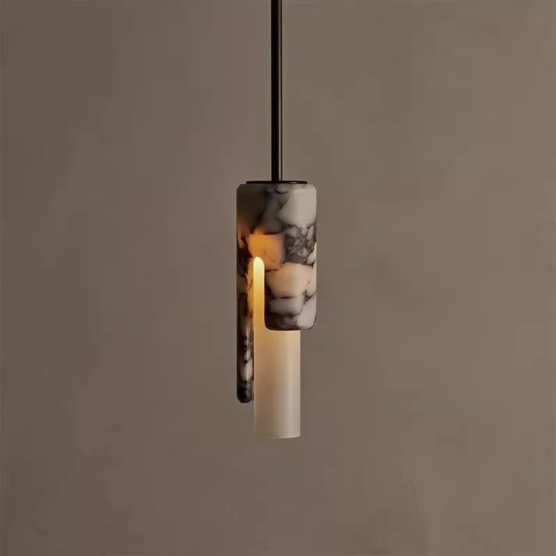 Light luxury natural marble small chandelier, bedside lamp, high-end entrance aisle decoration chandelier