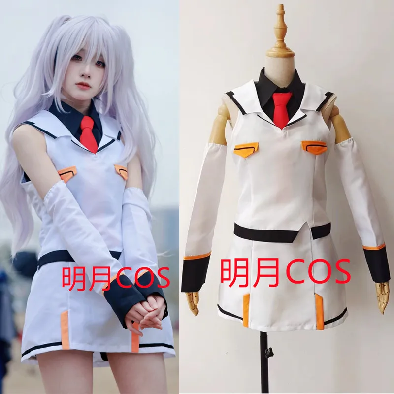 

Anime Plastic Memories Uniform Cosplay Costume Isla Full Set Sailor Suit Halloween Carnival Uniforms+ purple long wigs For Women