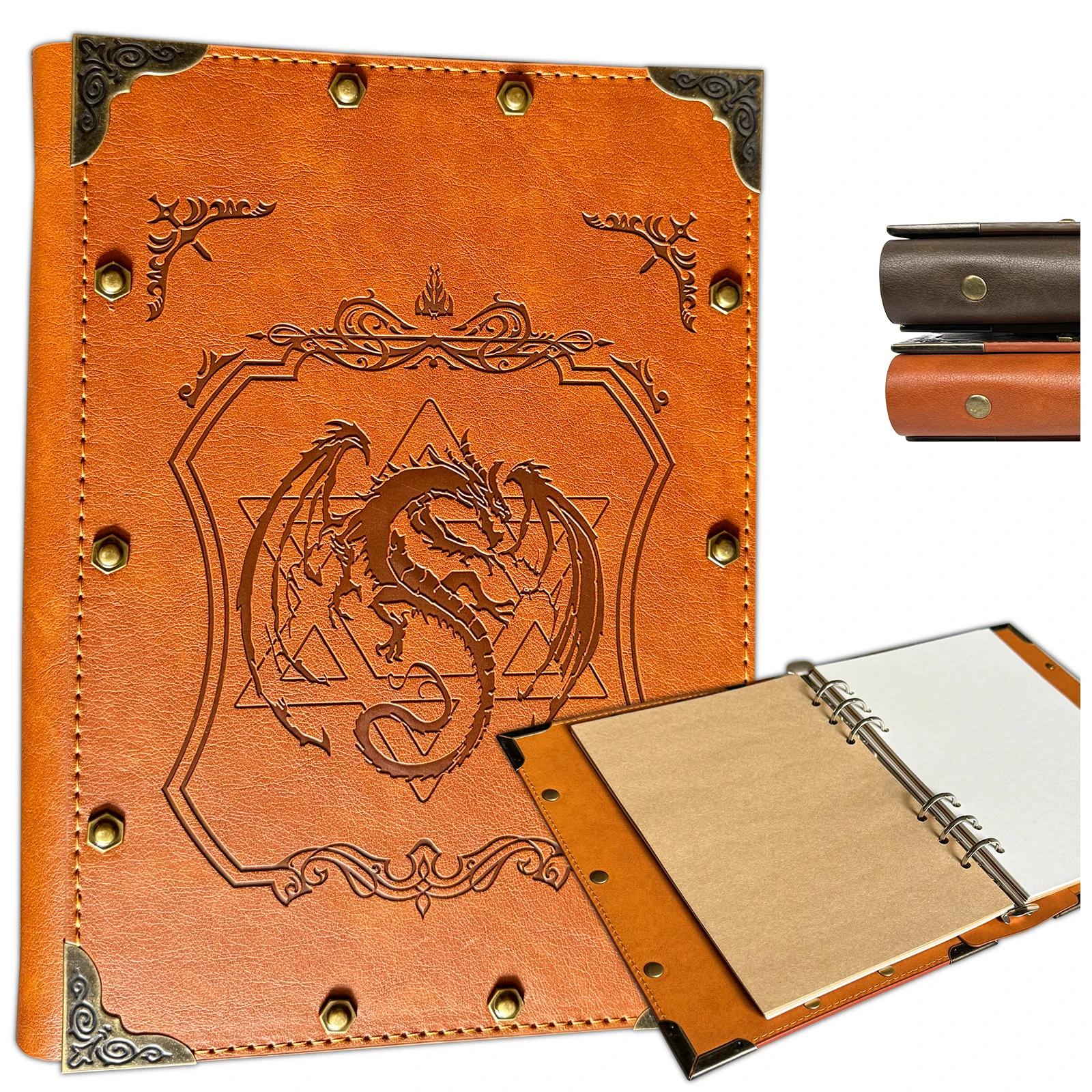 DND Dragon Notebook unico diario in pelle da 400 pagine A5 diario di viaggio Vintage, quaderno di scrittura foderato diario giornaliero fatto a mano