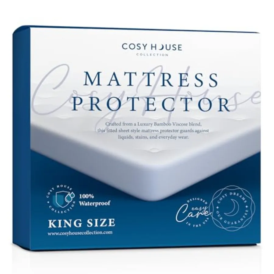 

Luxury Mattress Protector - Blend of Rayon Derived from Bamboo - Master Bedroom Essentials - Ultra Soft Comfort, Stays Cool and