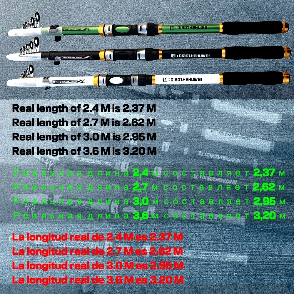 GHOTDA Hard FRP Telescopic Super Hard Telescopic Fishing Rod Fishing Rod 2.1M 2.4M 2.7M 3.0M 3.6M fishing pole