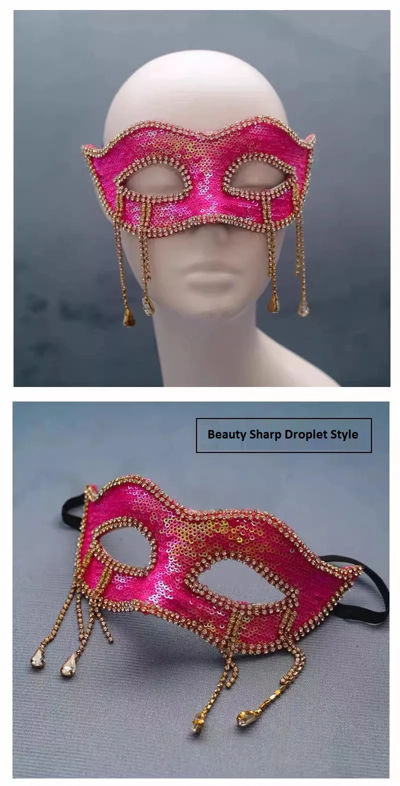 Rose Red Sequins Beaded Flower Mask, Elegant Makeup Ball Halloween Annual Meeting Party Mask