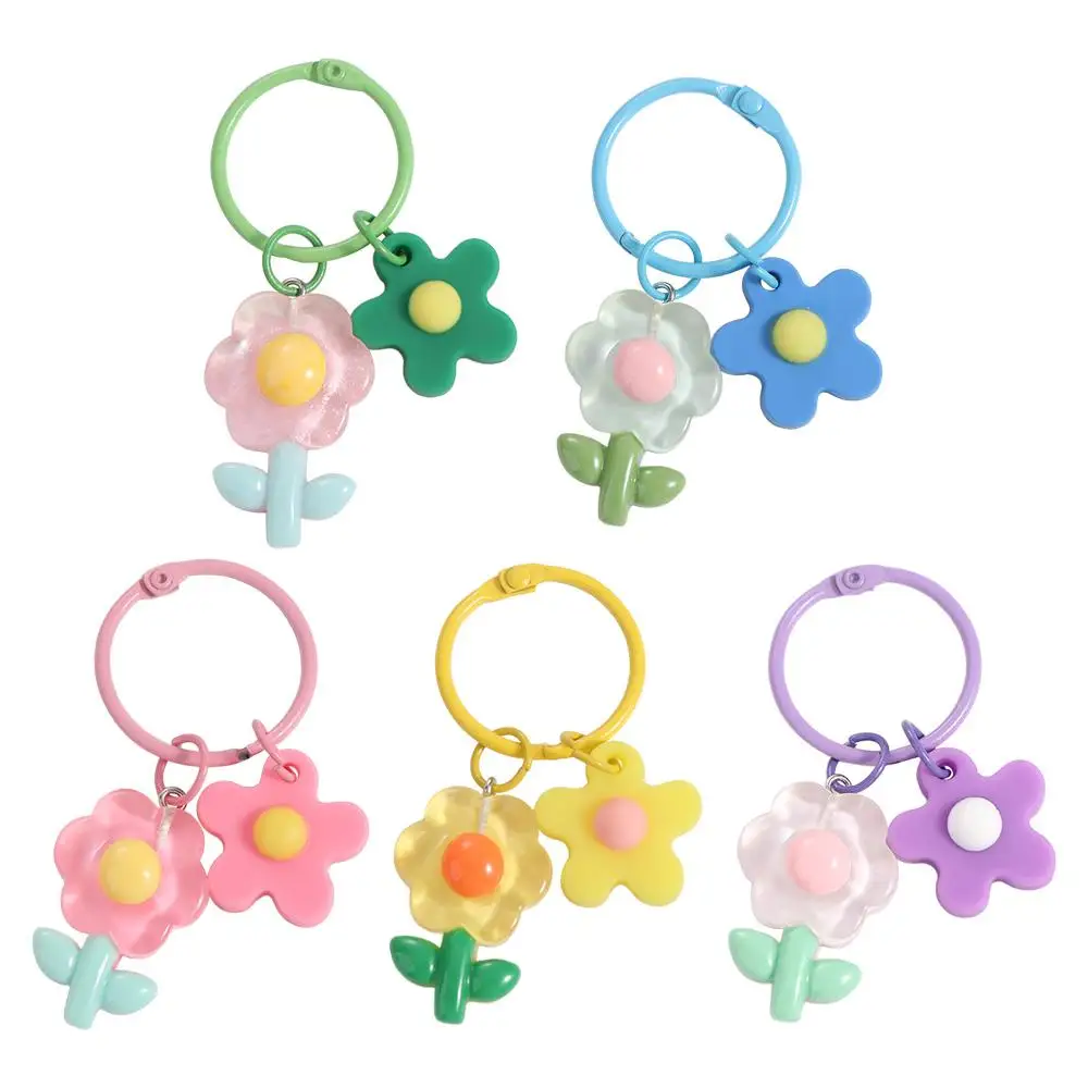 

Gifts Ins Acrylic Flower Key Chain Diy Cute Car Pendant Key Ring Colorful Korean Style Bag Pendant Accessories Women