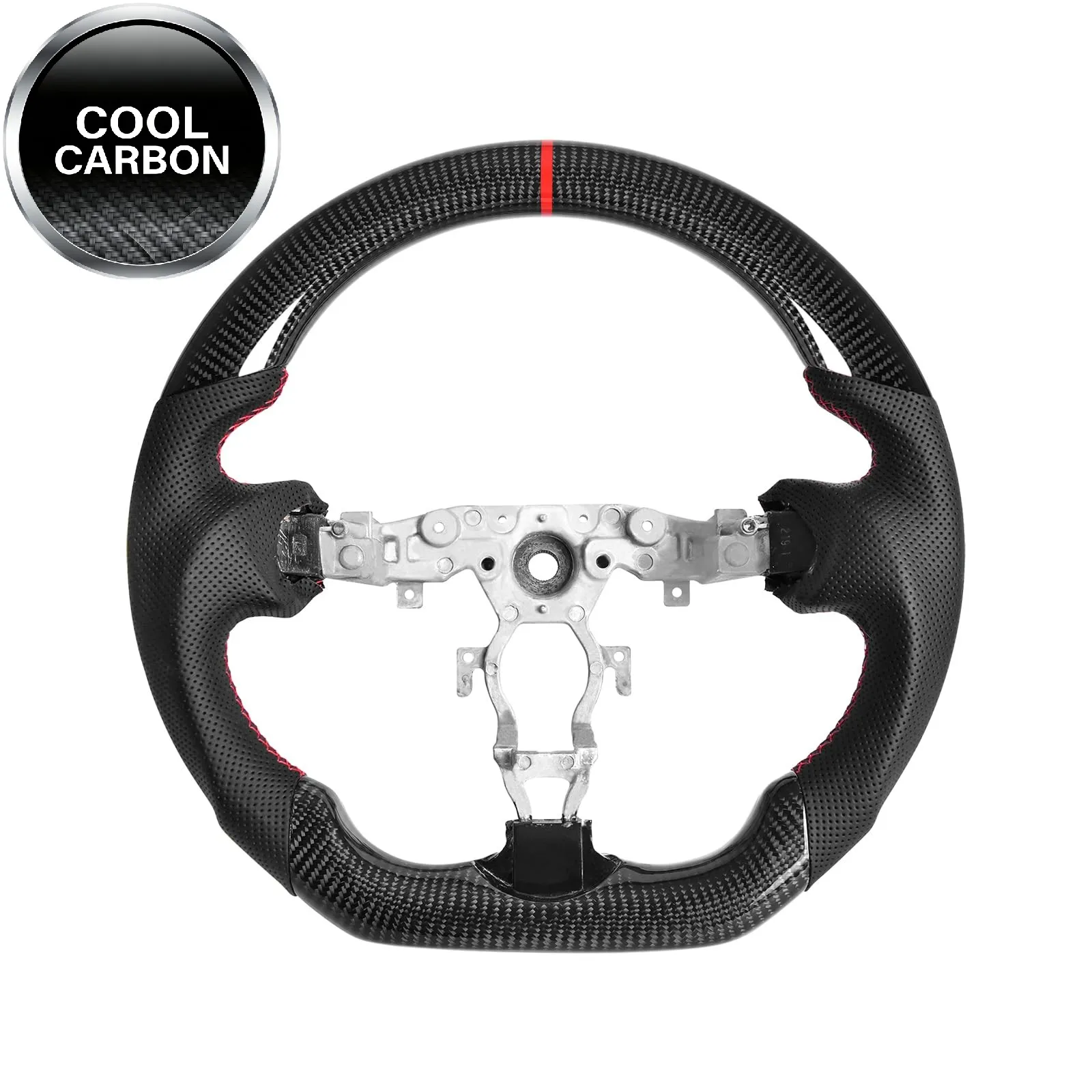 

Carbon Fiber Steering Wheel for Nissan 370z 2008-2020, D-shaped Flat-bottom with NAPPA Perforated Leather,3K Carbon Fiber