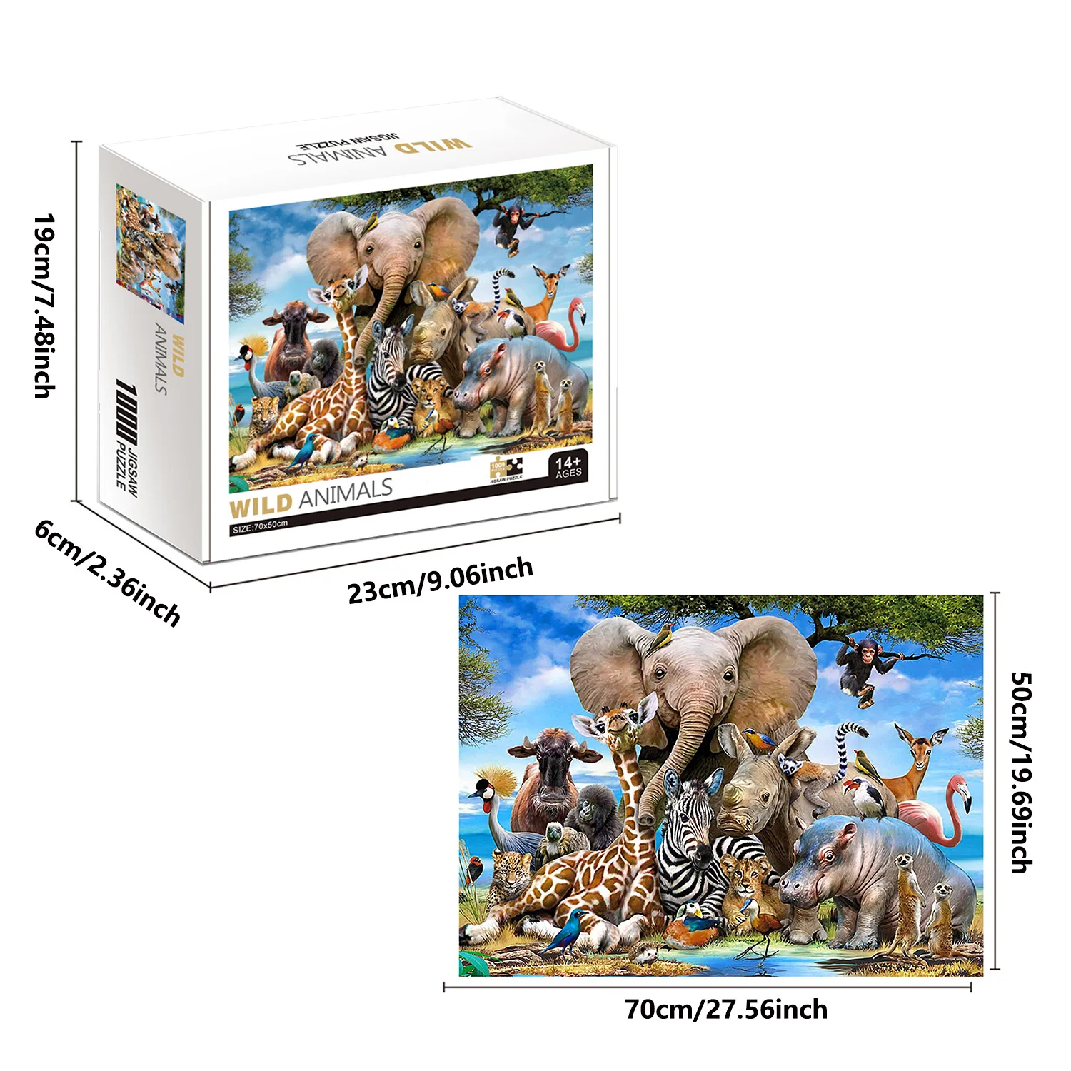 1000 Pieces Animal World Jigsaw Puzzles for Adults Home Decor Games Family Fun Floor Puzzles Educational Toys for Kids