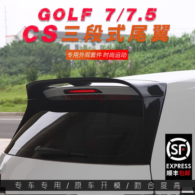 Glossy Black Clubsport Style Carbon Fiber CS Style Rear Roof Spoiler For Volkswagen Golf 7/7.5 GTI R 2014-2020 (GTI only)