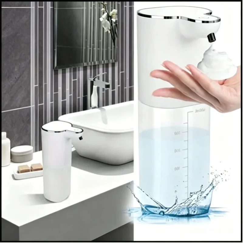 Automatyczny dozownik mydła w pianie 400 ml, inteligentny czujnik, bezdotykowy, bezobsługowy, wodoodporny dozownik mydła w płynie do łazienki, kuchni, biura, toalety publicznej. — 2