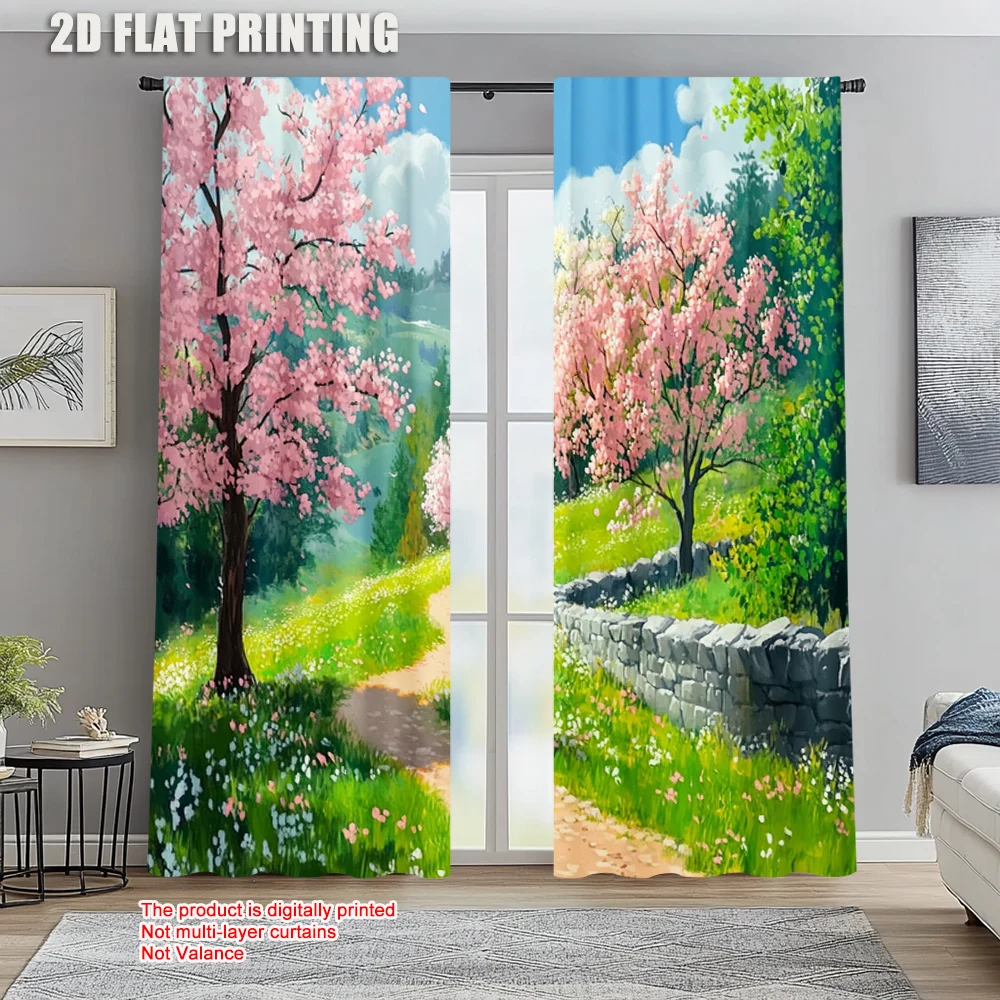 

2pc, Curtains Forest Path Versatile Polyester Fabric,Without Electricity Birthday Party Use for Hotel decoration