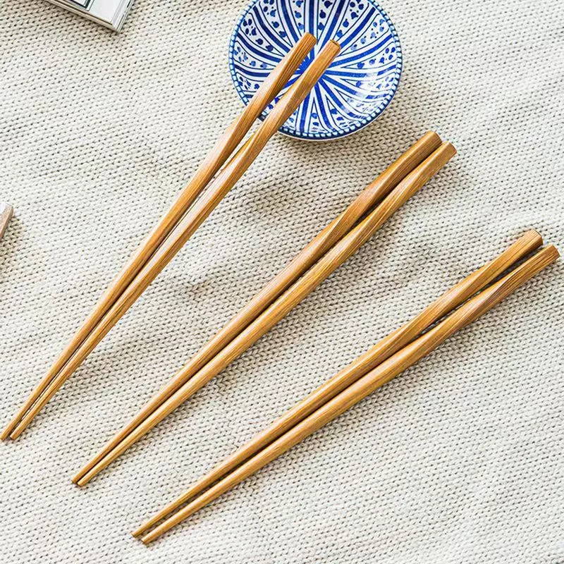5 Pairs Handmade Natural Bamboo Wood Chopsticks Reusable Hashi Sushi Food Stick Gift Tableware Korean Spoon Set