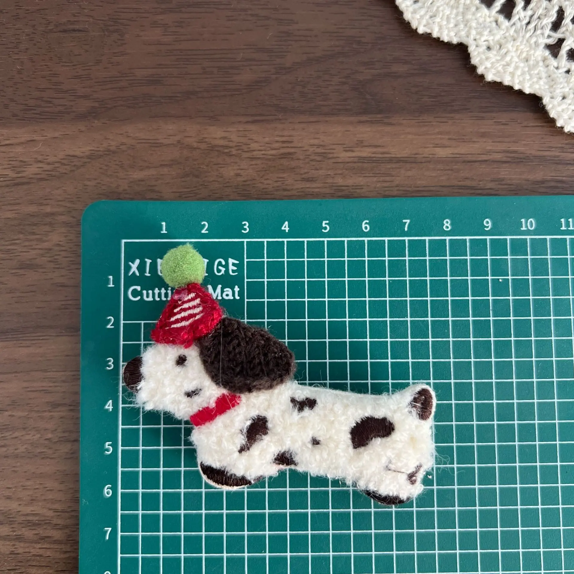 Brooch Pin Cloth Cute Spot Dog Cotton Filled DIY Semi Finished Hair Tie Supply Cartoon Bag Pendant Black White Mini Lightweight