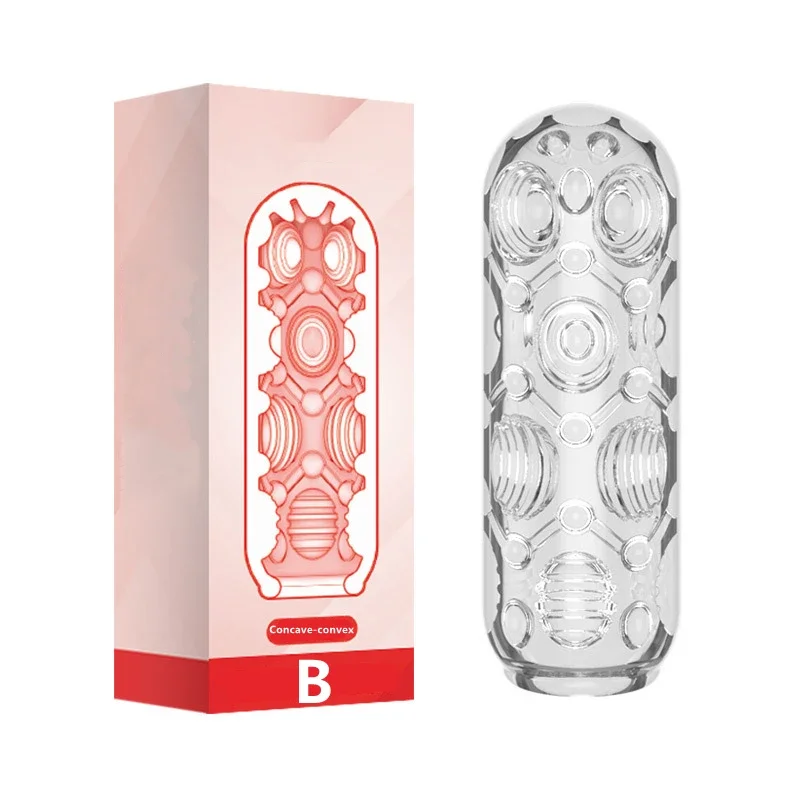 Masturbation for Men Pleasent Aircraft Cup Device Soft Transparent Pocket Vaginal Sleeve Training Adult Sex Toy for Male