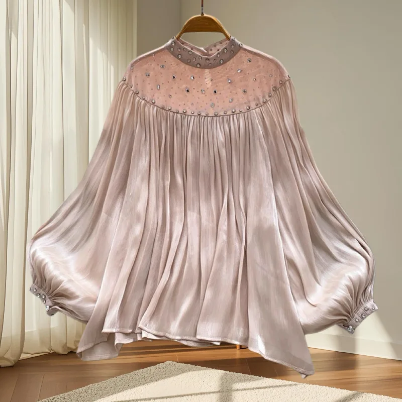 Korean Version Design Sense of Foreign Style Beautiful Flowers Fashionable Versatile Tassel Gentle and Sweet Long-sleeved Top