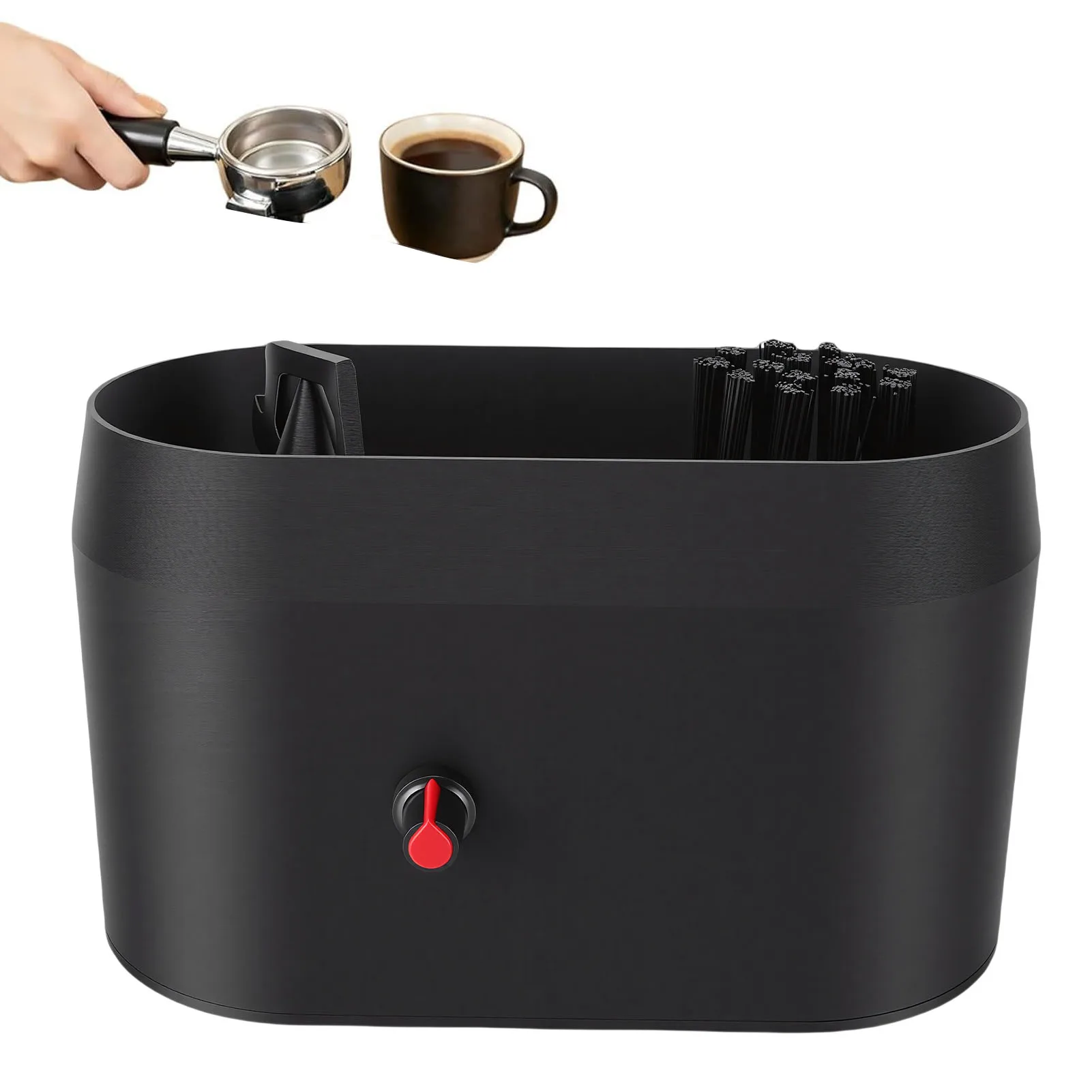 Boîte de nettoyage pour porte-filtre à café, anti-déversement, avec brosse à poils durs, outil de nettoyage pour porte-filtre à café pour la maison