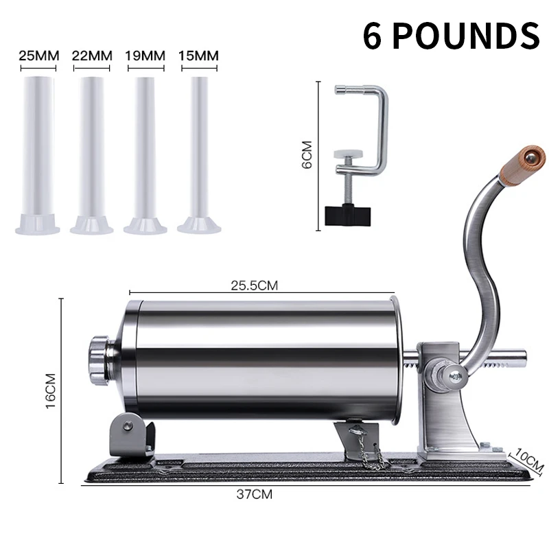 小型業務用テーブルソーセージスタッファー自家製ソーセージマシンベーコンステンレス鋼挽肉手動ソーセージスタッファー
