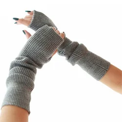 Sparsil Mujeres del Invierno y del Otoño Navidad Cashmere Blend de Punto Guantes Largos de Color Sólido de La Manera Caliente De Señora Codo Mittens C86