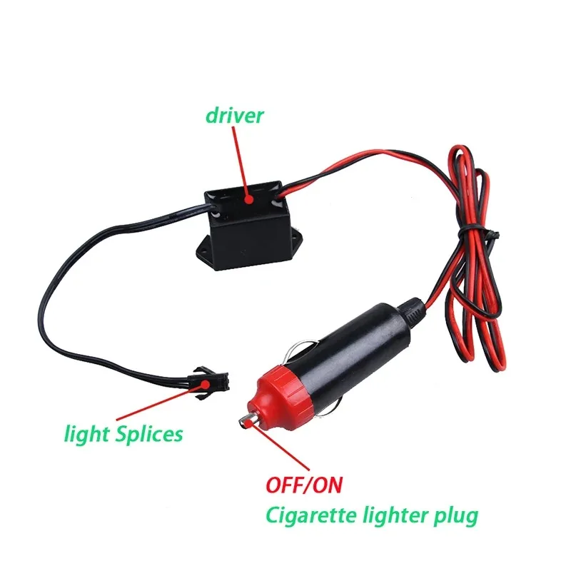 DC 12V EL Line USB Cigarette Lighter Drive Controller For 1-5M Neon Light LED Strip Light EL Wire Glow Flexible Neon Decor
