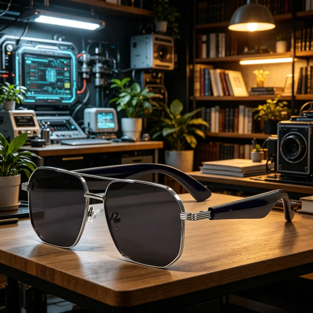

2 In 1 AI Smart Glasses Wireless Call Headset Intelligent Translation Music Playing Sunglasses Built In Voice Assistant