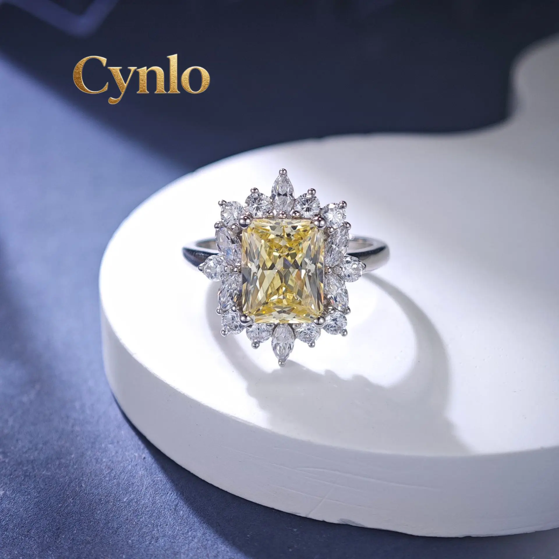

Cynlo Jewelry 3 Carat Moissanite Halo Ring for Women, PT950 Platinum Marquise Accents, Glamorous, Delicate & Gift-Worthy