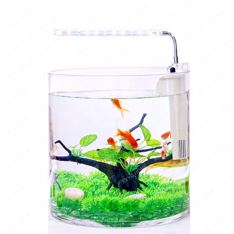 

Fish Tank Desktop Small Cylindrical Aquarium Household Ecological Change Water Vertical Fish Globe