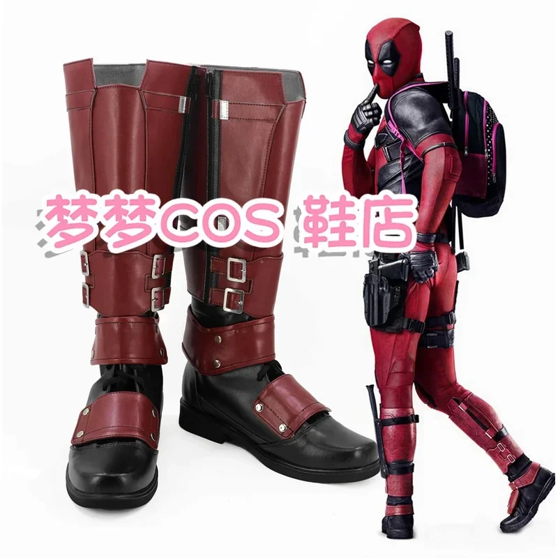 Dead pool Cosplay Shots Handmade Faux Leather Boots