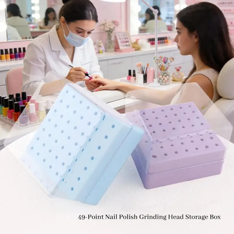 1 Stück Nagelschleifkopf-Halterständer mit 49 Löchern, Aufbewahrungsbox für Nagelbohrer, Fräserhalter für 2,35 mm Schaft – Detail 8