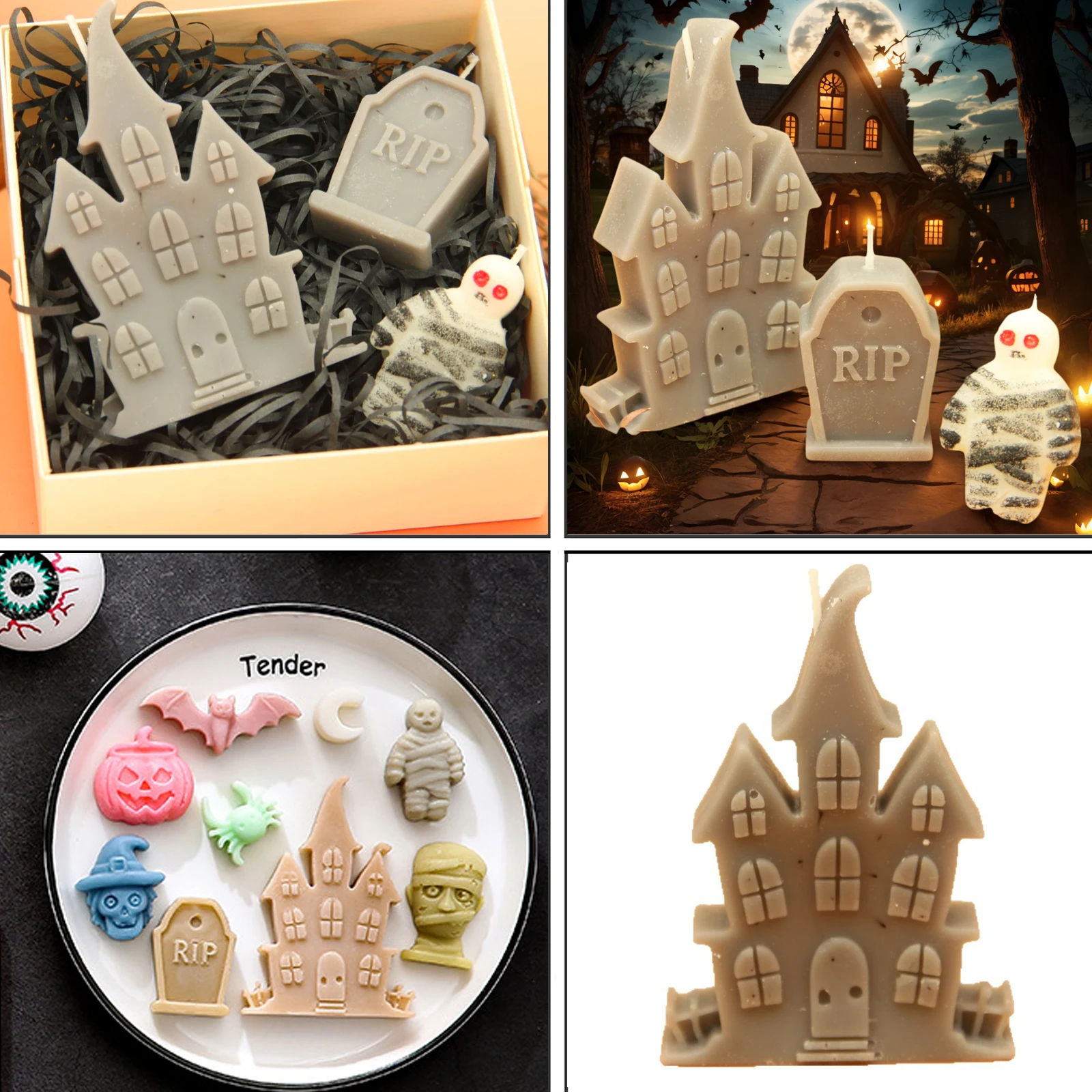 1 Stück Silikon-Halloween-Süßigkeitenform mit Hexenmotiv, Schokoladenform zum Herstellen von Süßigkeiten, Kuchendekoration, Backen von Desserts und Kerzen – Detail 5