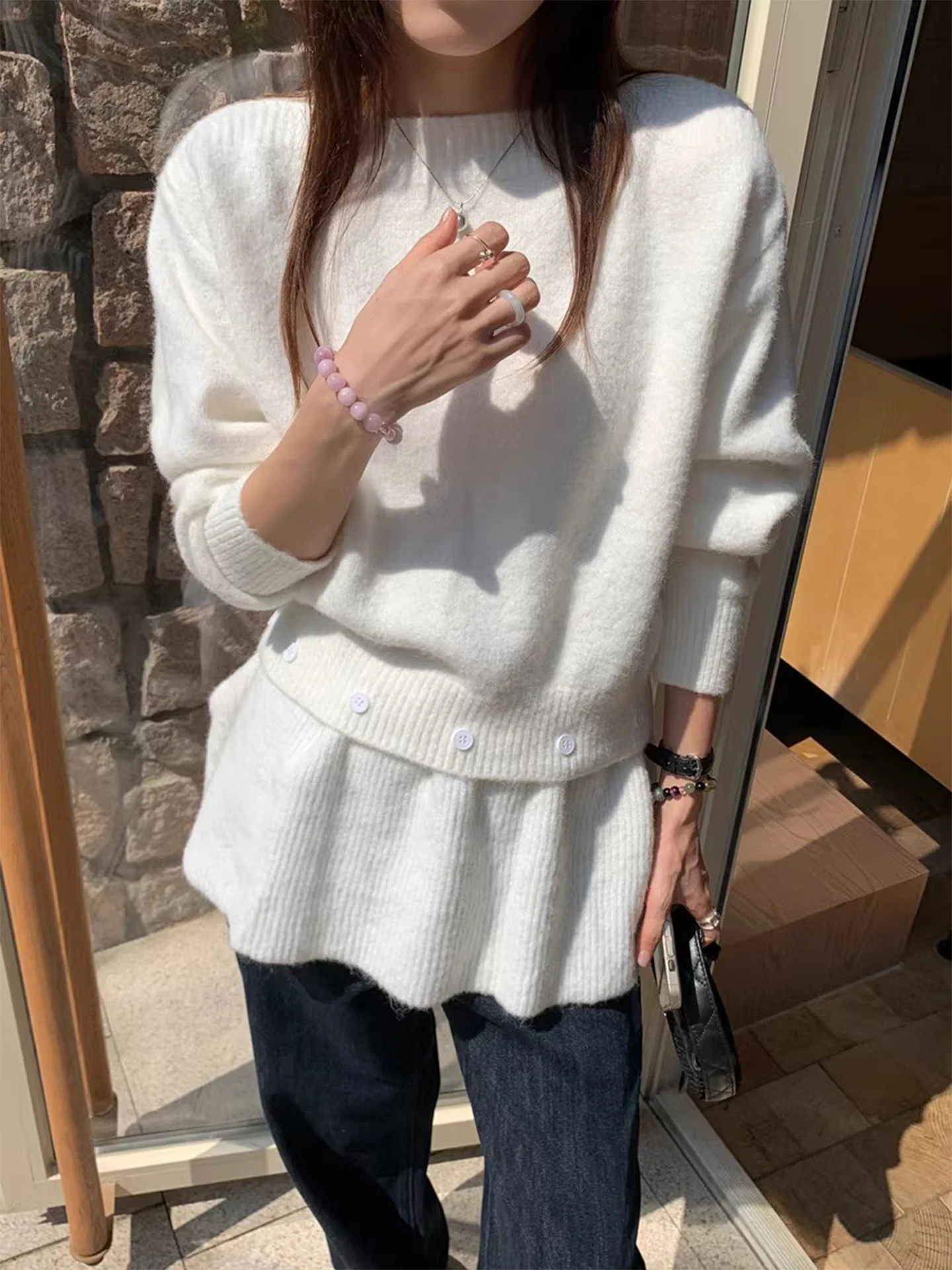 سترة نسائية محبوكة ناعمة ومريحة مع تصميم بحاشية قابلة للفصل وصلت حديثًا لون نقي ومتعددة الاستخدامات ملابس تريكو غير رسمية للتنقل... #3