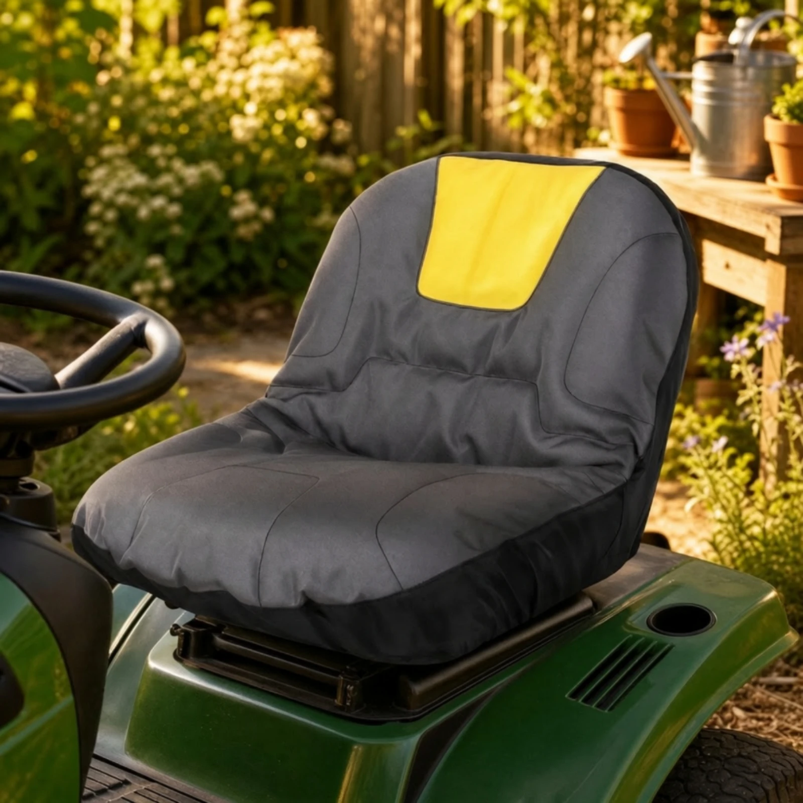 Padded Riding Mower Seat Cover Comfortable Oxford Cloth Lawn Tractor Seat Cover Slip-on for Outdoor Equipment