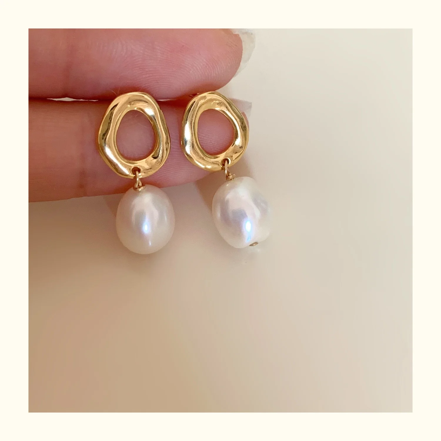 925 Silver Earrings for Women, Natural Baroque, Fresh Water Pearls, Circle Brief Small Earrings, Anti-Allergy Stud Earrings,