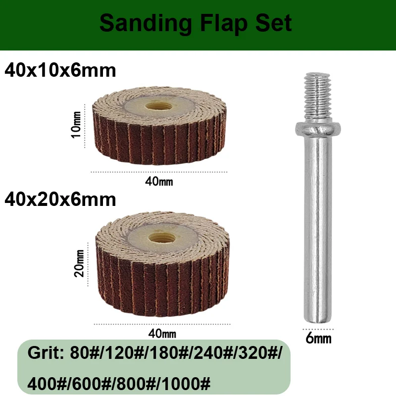 Lixar Flap Polimento Rodas, Disco de Lixar, Roda do Obturador para Ferramenta Rotativa, Acessórios Dremel, 40mm x 10mm, 20mm, 10Pcs