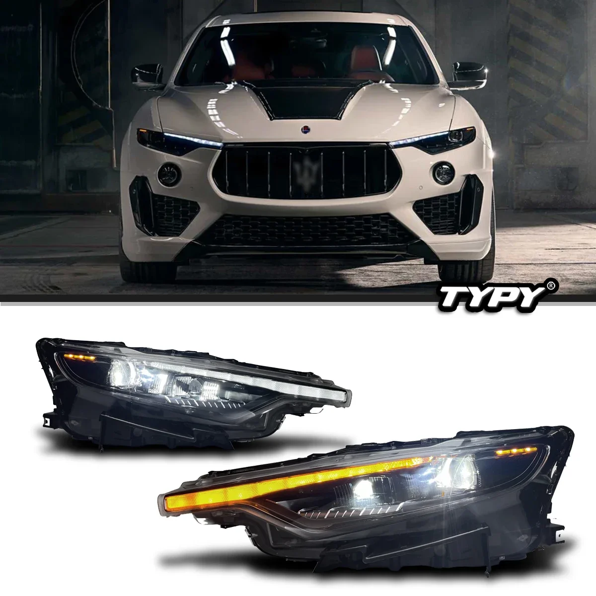 

TYPY Car Lights for Maserati Levante Headlight Full LED Projector Lens Headlight 2016-2022 Upgrade 2023 Style Front Lamps