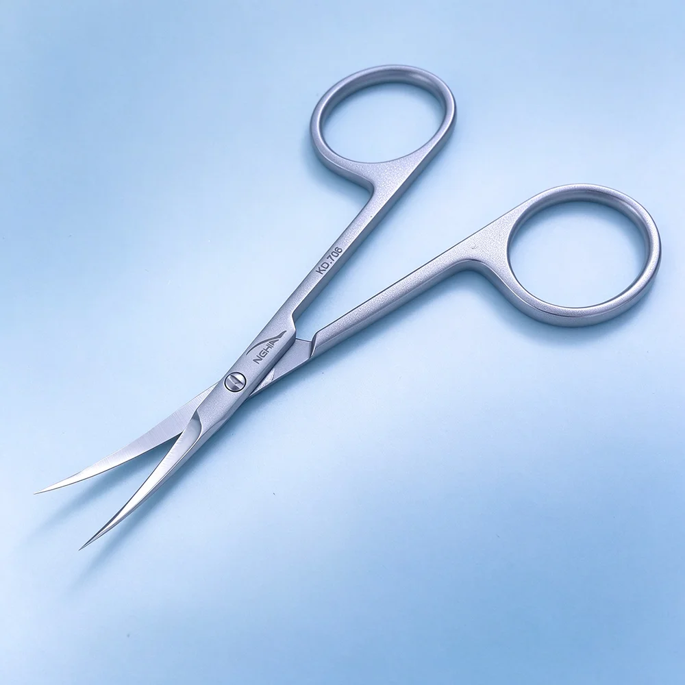 Manicure Scissors Cuticle Multipurpose Stainless Steel Beauty Scissors for Nails, Eyebrow, Curved Blade with Ergonomic Handle