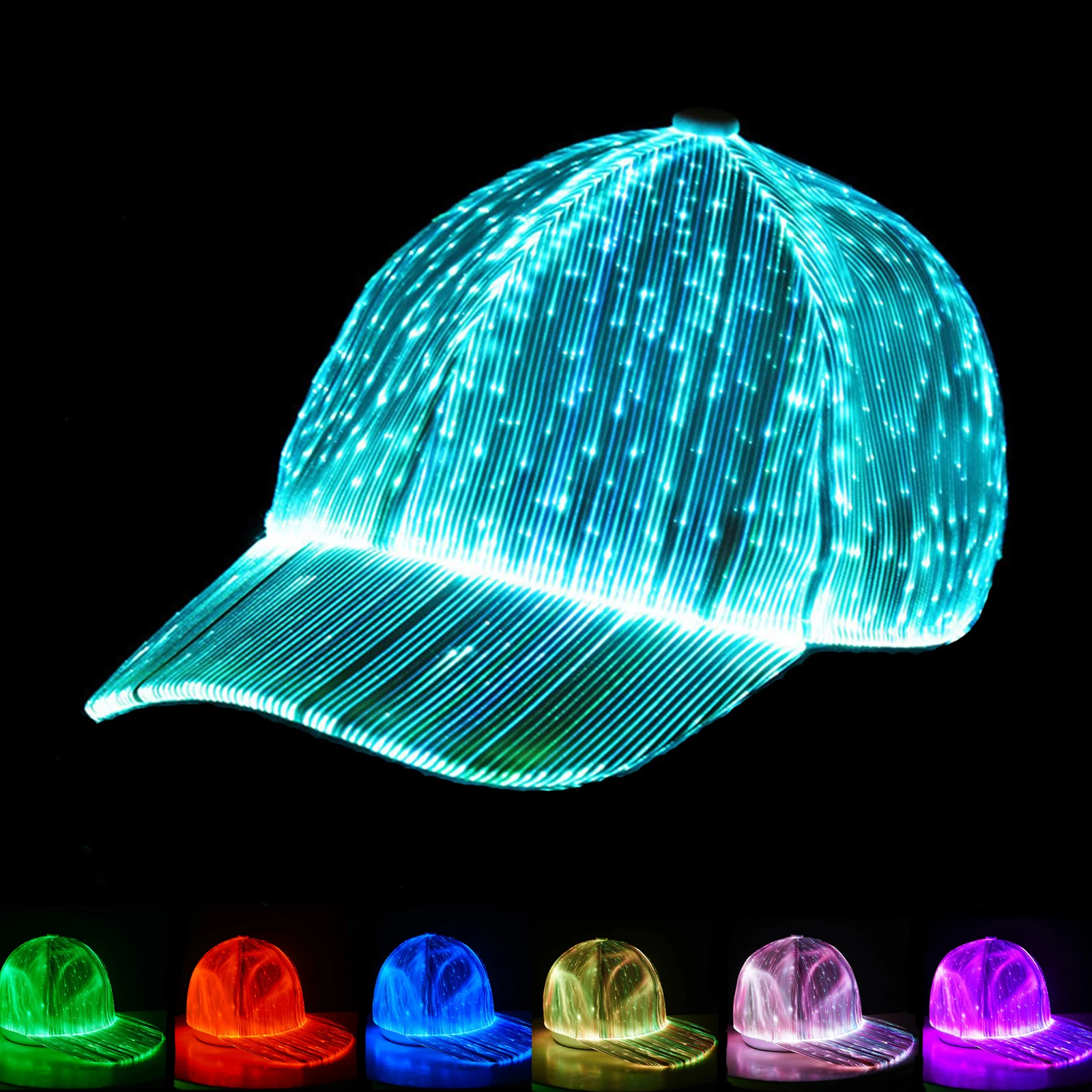 

LED Hat , Fiber Optic Caps, USB Rechargeable Luminous Hat for Music Festival, Halloween, Hip Hop Party, Baseball Cap