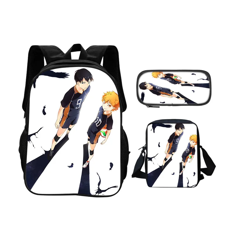 Haikyuu backpack, pencil case shoulder bag 3PcsSet youth print new style best birthday gift for boys and girls going to school