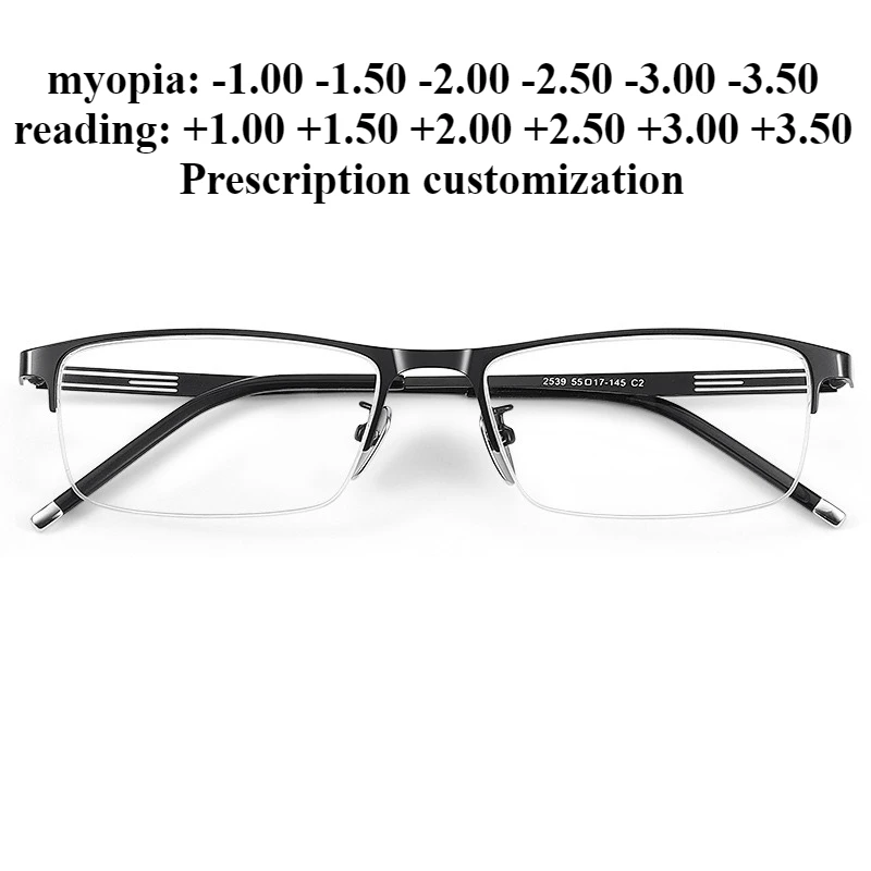 

55 мм сверхлегкие деловые очки для близорукости, оправа для деловых очков для отдыха, мужские очки для чтения из титанового сплава с защитой от синего света