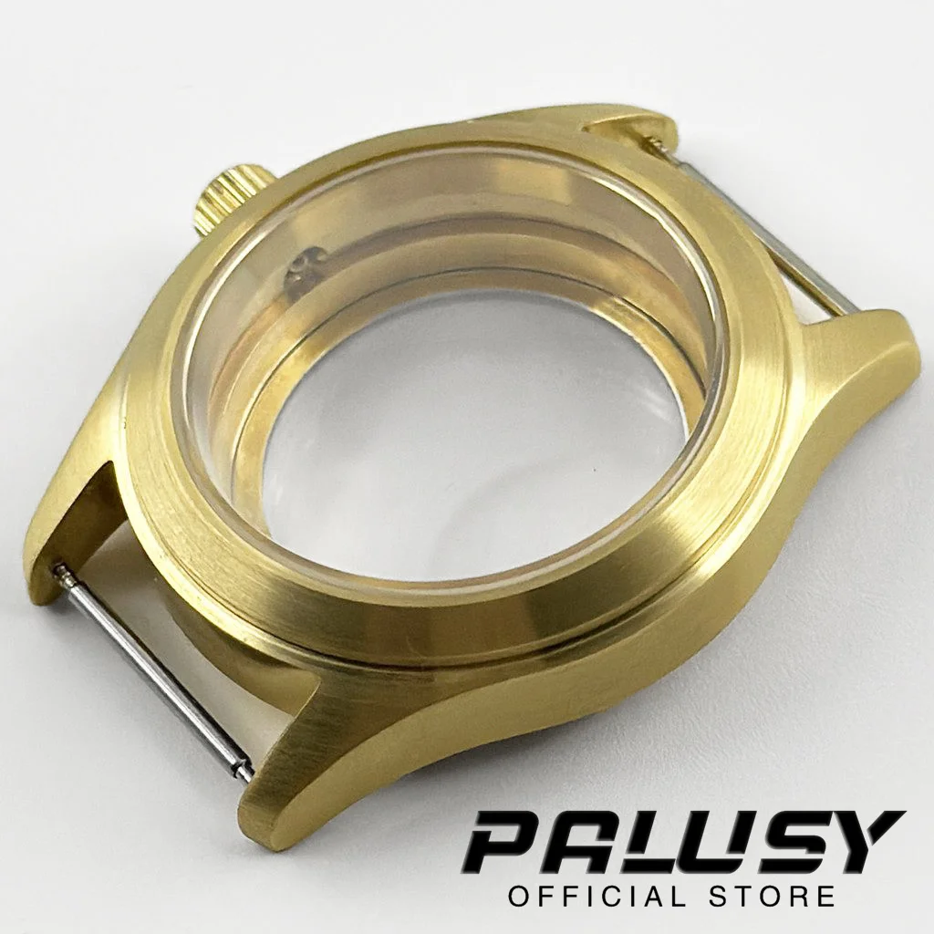 36MM/39MM Gold Waterproof Sapphire Crystal Watch Case Fashion Brown Leather Strap Fit NH34 NH35 NH36 PT5000 ETA 2824 Movement