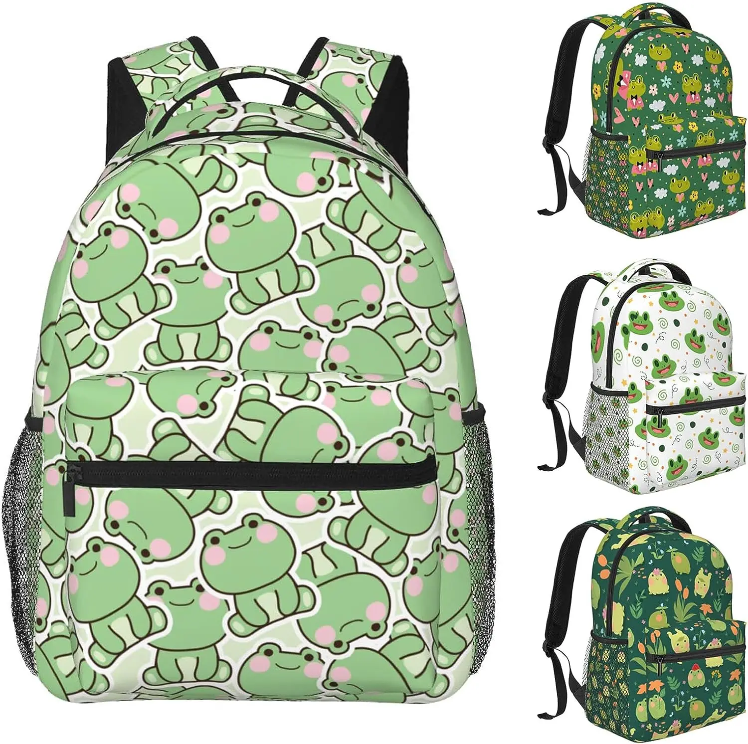 Cute Frog Print Backpack Large Capacity Laptop Bags Waterproof Lightweight Frog Accessories for Work Travel Bag Frogs Stuff