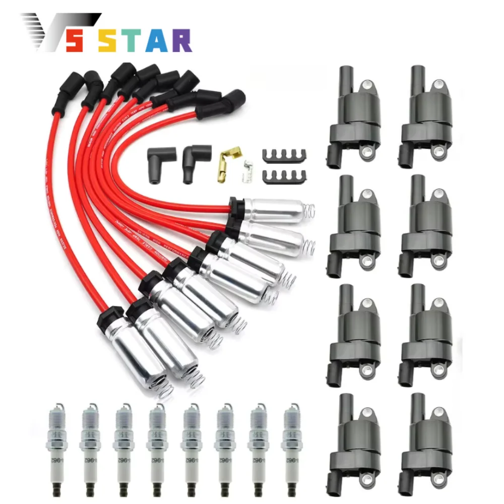 

1788407 6737104 UF-414 50069 2-50069 8pcs Round Ignition Coil+Spark Plug+Wire For 2015-2016 Chevy Silverado 1500 V6 4.3L EL-1054