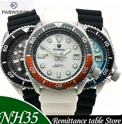 Parnsrpe - Men's Automatic Mechanical Watch, White Sterile Dial, Rubber Strap, Water Resistant Case Japan NH3 5