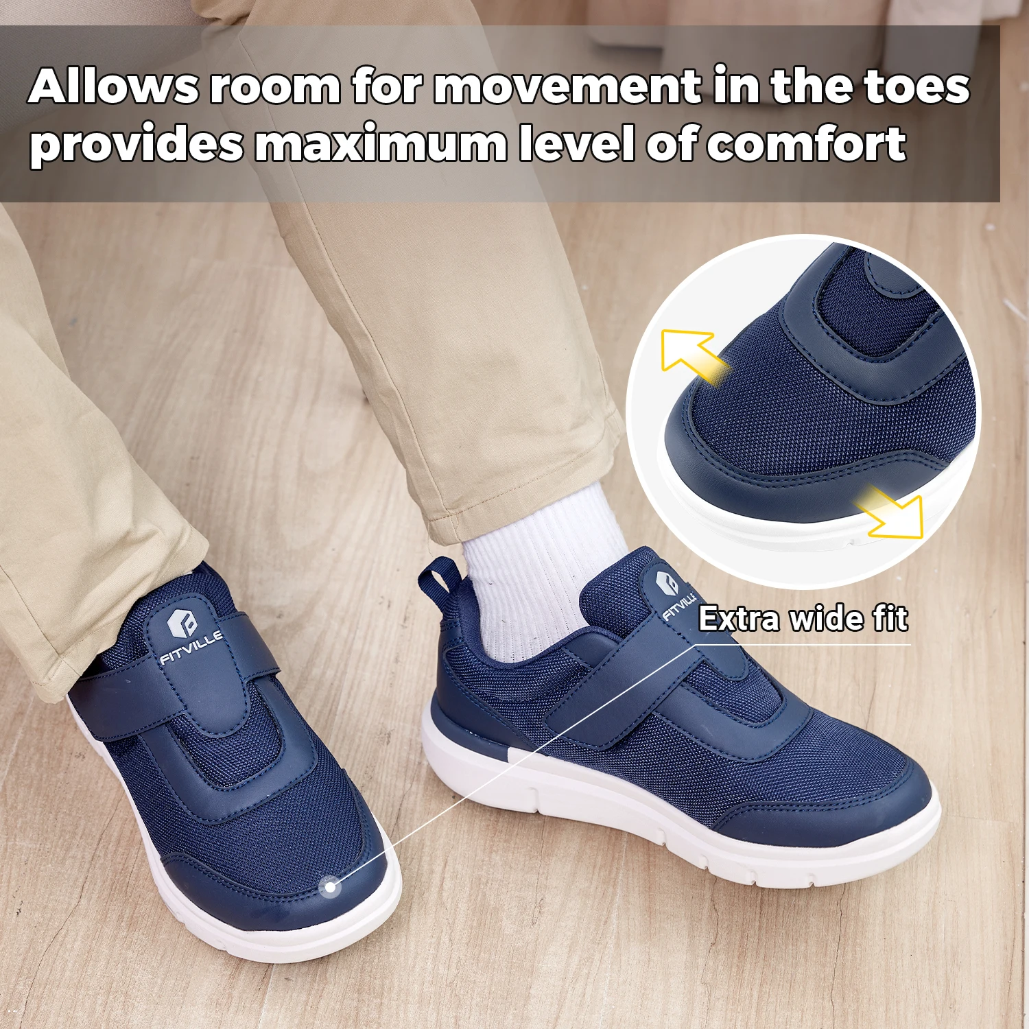 Fittington Diabetic Shoes For Man Extra Wide Width Swollen Feet Shoes For Diabetics Pain Relief Non-slip Man Shoes