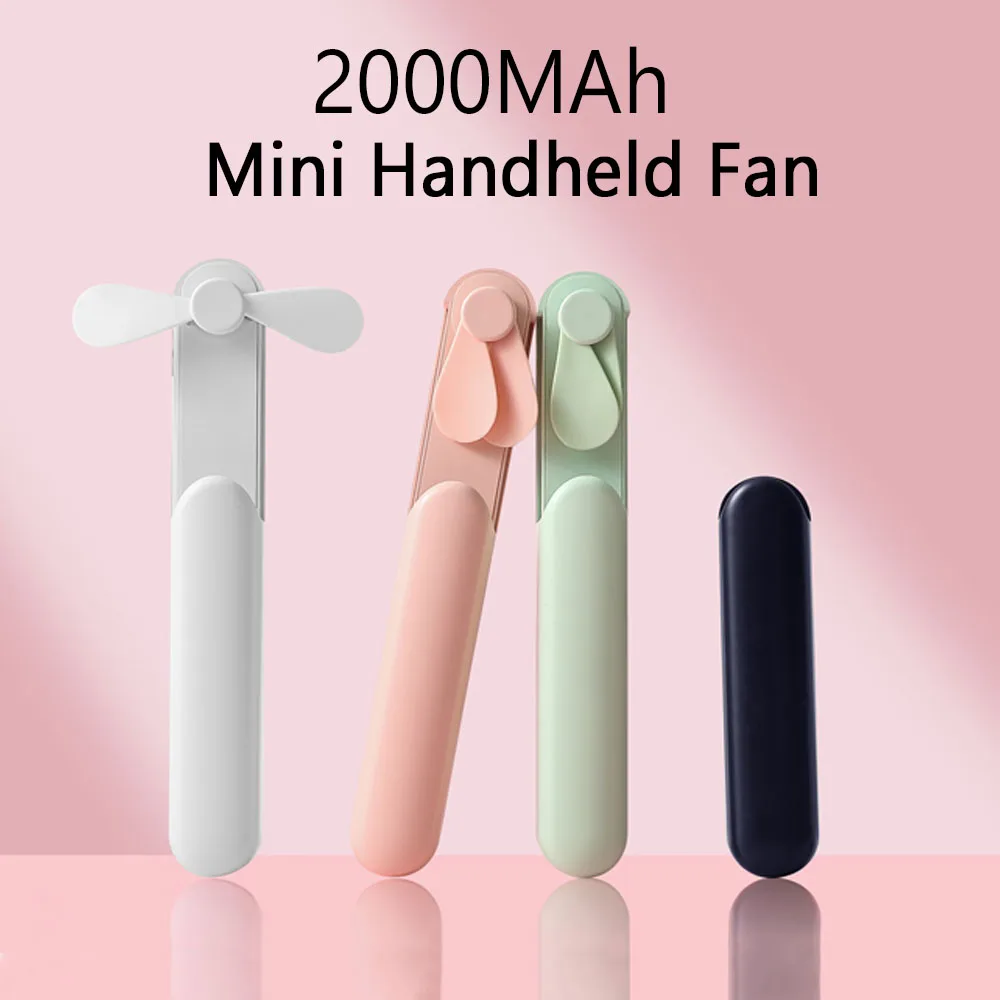 

Portable Fan Super Mini Handheld Fan USB Rechargeable Fan Foldable Hand Held Small Pocket Fan with 2000mAh Power Bank 3 Gears