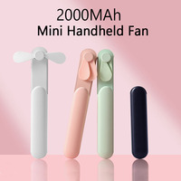 Portable Fan Super Mini Handheld Fan USB Rechargeable Fan Foldable Hand Held Small Pocket Fan with 2000mAh Power Bank 3 Gears