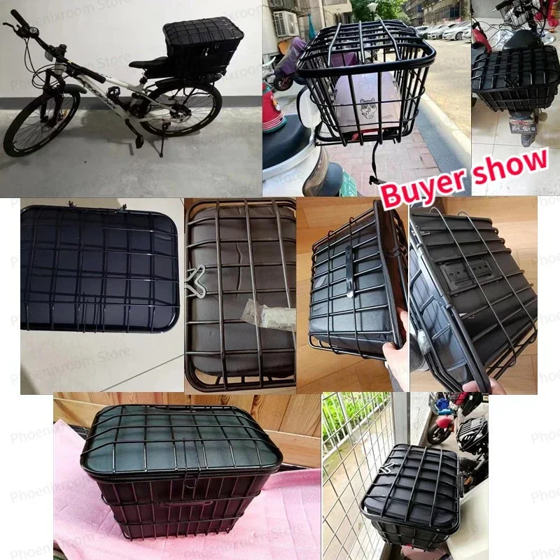 40cm Durable Bicycle Front Basket Bike Rear Shelf Basket Mountain Bike Storage Basket with Bag Bicycle Accessories 자전거 바구니