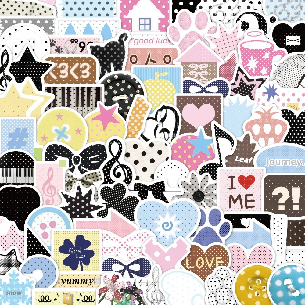 100PCS Polka Dot Material Cartoon Graffiti Sticker DIY Skateboard Laptop Guitar Phone Car Seal Label Decoration Classic Kid Toy