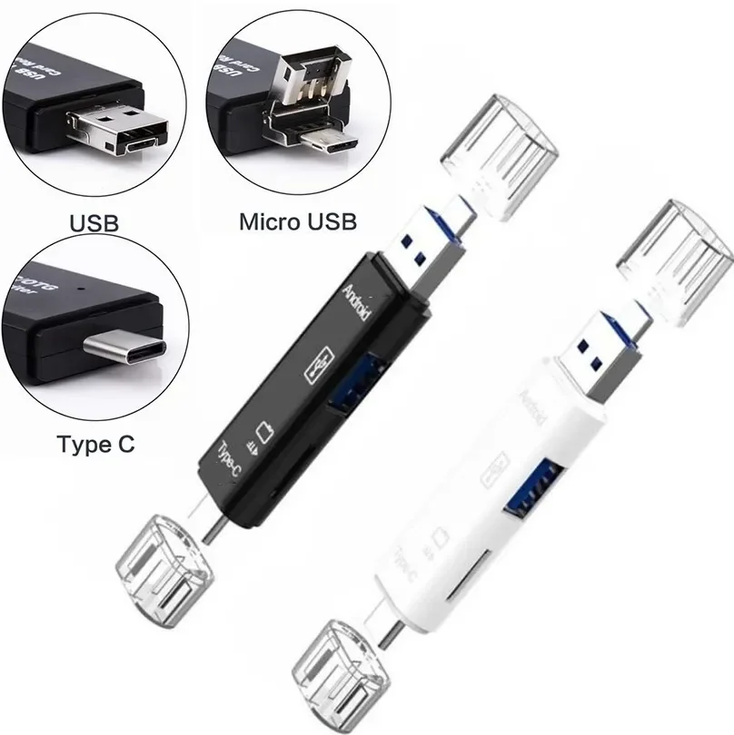

5-in-1 Car PD Converter USB to Micro Type C OTG 2.0 Multi-function Flash Drive card Reader In-vehicle Digital Accessories